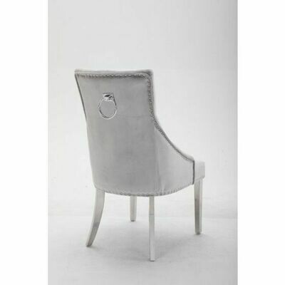 Belle Silver Grey Luxury Velvet Knockerback Dining Chair