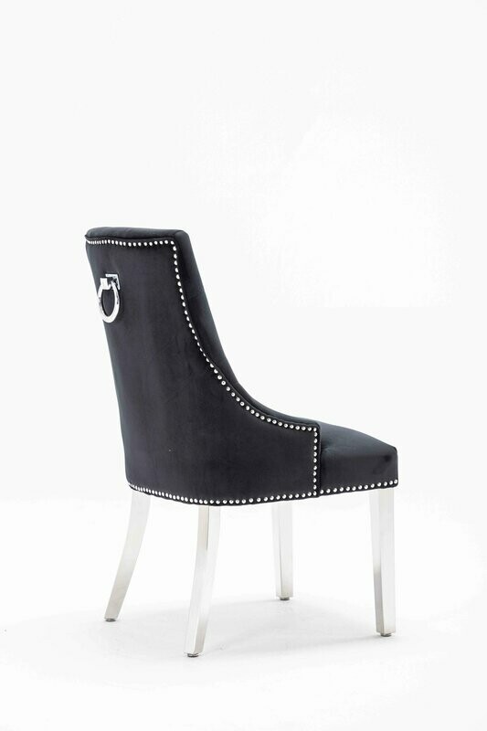 Canterbury Black  Luxury Velvet Knockerback Dining Chair
