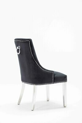 Canterbury Black Luxury Velvet Knockerback Dining Chair