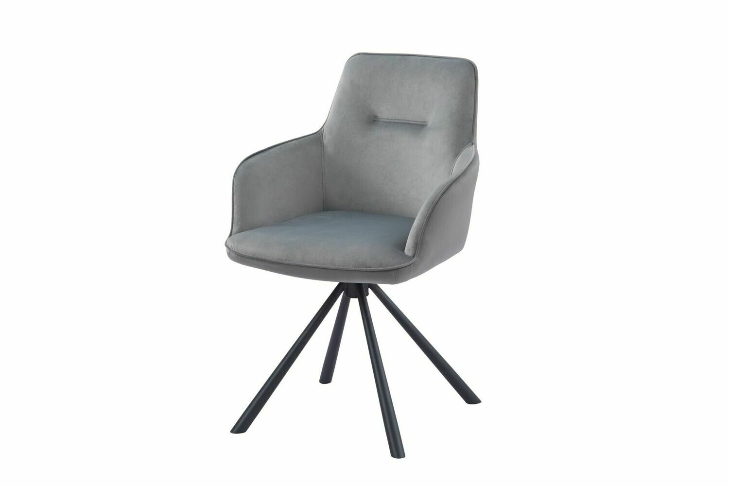 Antonia Grey Velvet Swivel Dining Chair