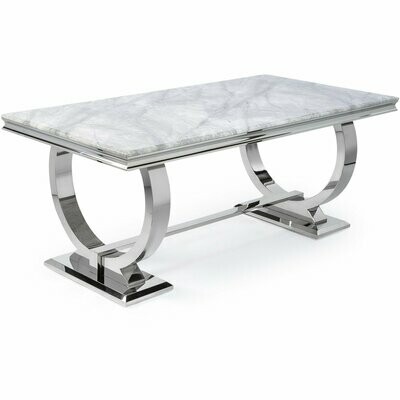 Giovanna 180cm Grey Marble & Chrome Dining Table