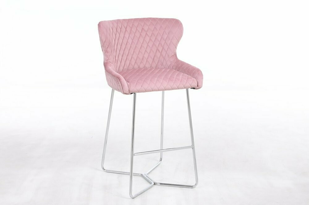 Tokyo Pink Velvet Bar Stool