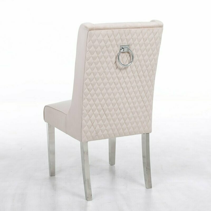 Regal Quilted Mink VELVET Chrome Leg Knocker Dining Chair