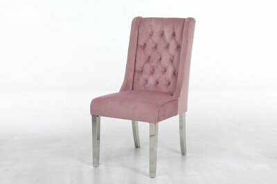 Regal Quilted Pink VELVET Chrome Leg Knocker Dining Chair