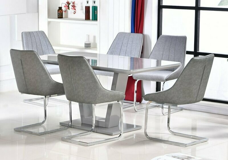 Canary 160cm Grey Gloss Dining Set