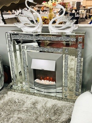Millennium Diamond Crush Mirrored Fireplace