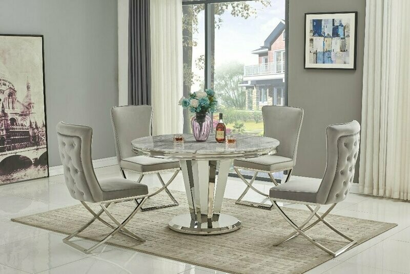Aventus 130cm Grey Marble & Gina Dining Set