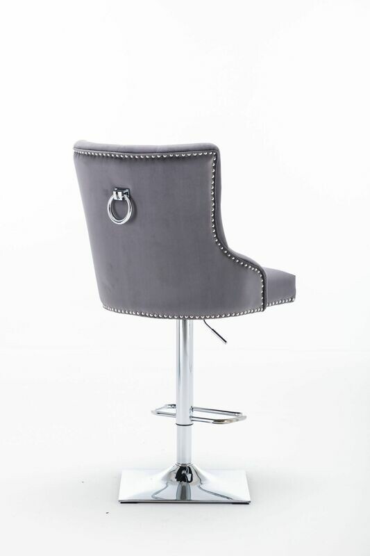 Canterbury Knockerback Dark Grey Velvet Bar Stool