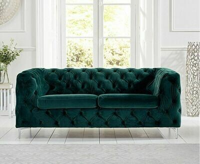 Alegra Green Plush 2 Seater Sofa