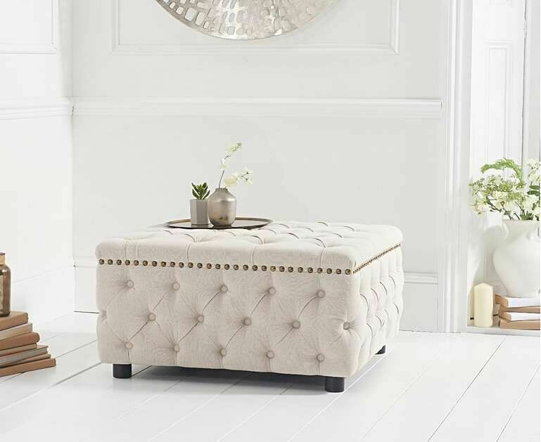 Fiona Cream Velvet Square Footstool