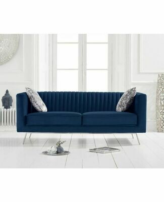 Danielle Blue Plush 2 Seater Sofa