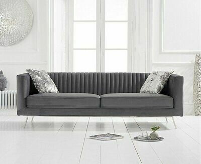 Danielle Grey Plush 3 Seater Sofa