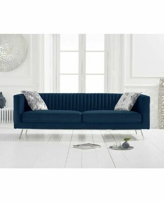 Danielle Blue Plush 3 Seater Sofa