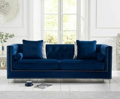 Wessex Blue Plush 4 Seater Sofa