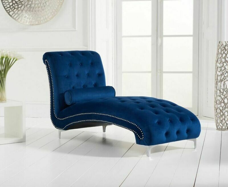 Wessex Blue Plush Chaise Longue