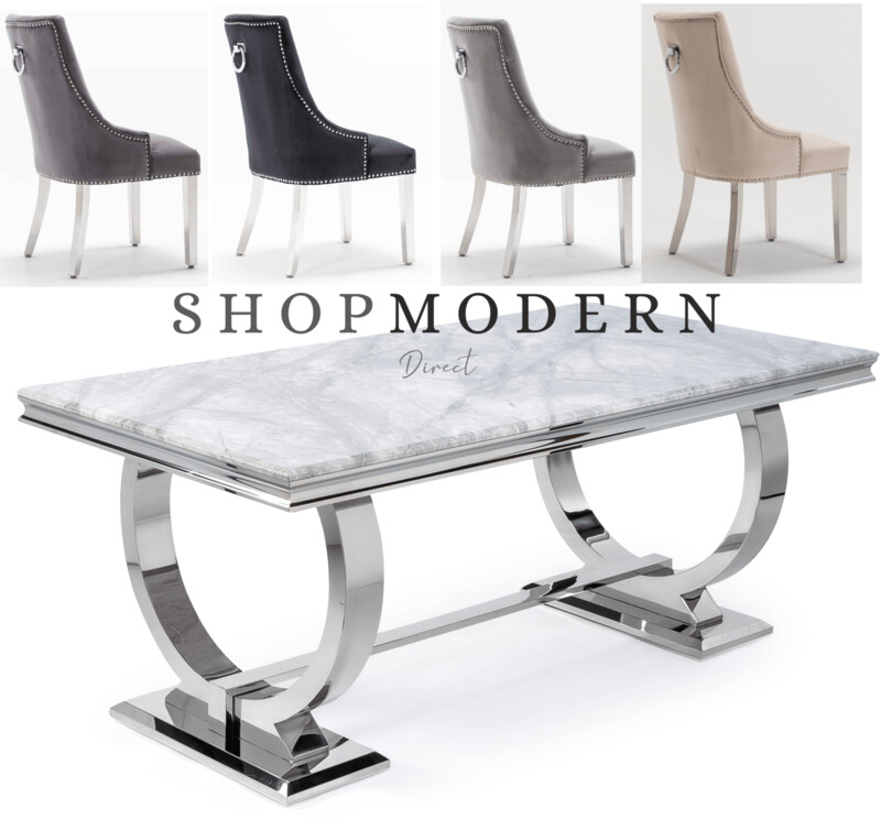 Giovanna 180cm Grey Marble & Canterbury Dining Table Set Giovanna 180cm Grey Marble & Canterbury Dining Table Set