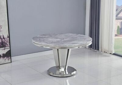 Aventus 130cm Round Grey Marble Dining Table