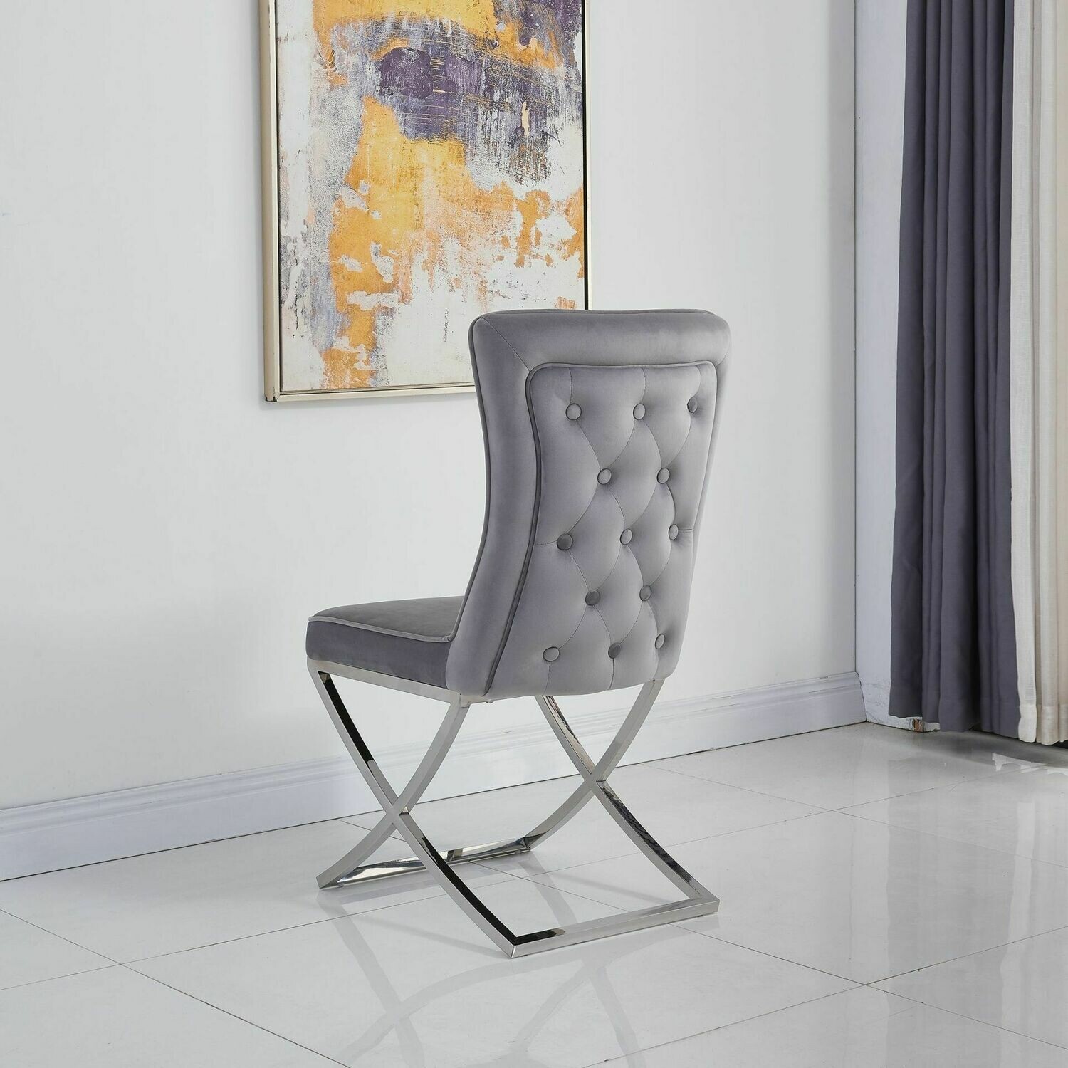 Gina Light Grey Velvet Dining Chair