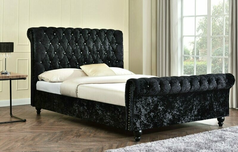 Emperor Black Crushed Velvet King Bed