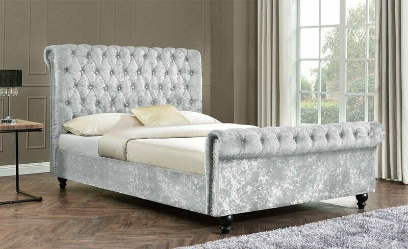 Emperor Black Crushed Velvet Double Bed