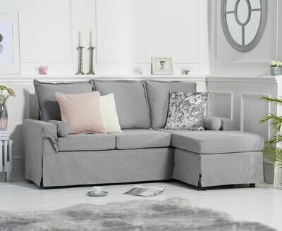 Cecilia Grey Linen 3 Seater Chaise Sofa