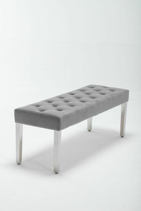 Canterbury Light Grey Luxury Velvet Dining Bench