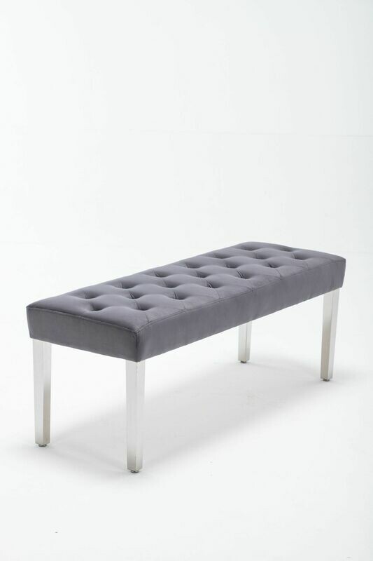 Canterbury Dark Grey Luxury Velvet Dining Bench