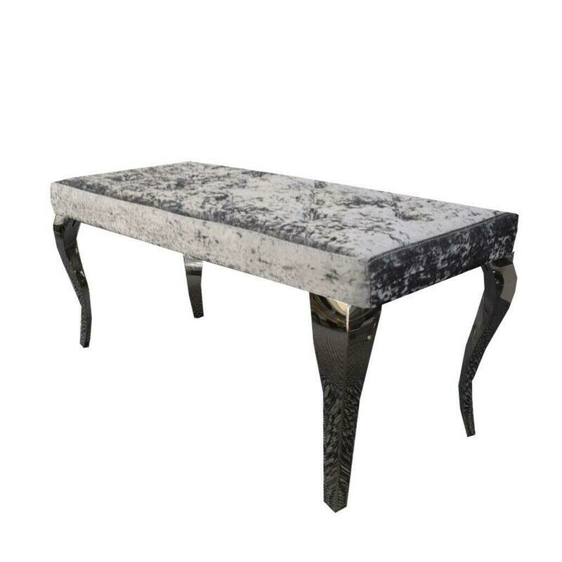 Laveda 110cm Silver Crushed Velvet Dining Bench