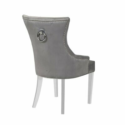 Windsor Light Grey Velvet Ring Knocker Dining Chair