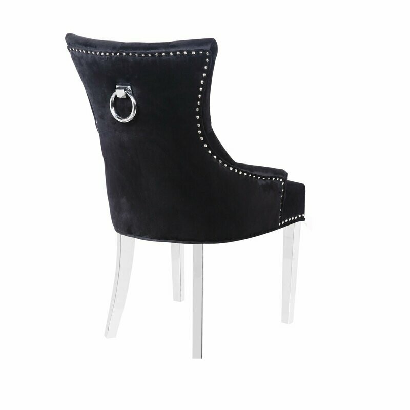 Windsor Black Velvet Ring Knocker Dining Chair