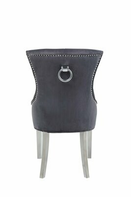 Windsor Dark Grey Velvet Ring Knocker Dining Chair