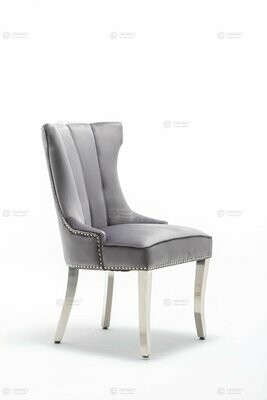 Cannes Dark Grey Luxury Velvet Knockerback Dining Chair