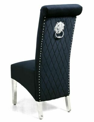 Nahla Black Luxury Velvet Lion Knockerback Dining Chair