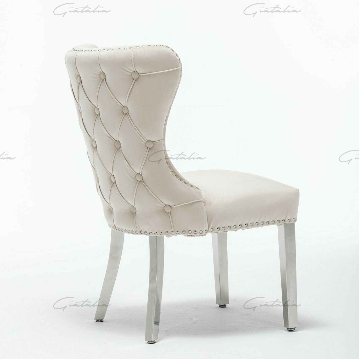 Royale Buttoned Cream Velvet Dining Chair