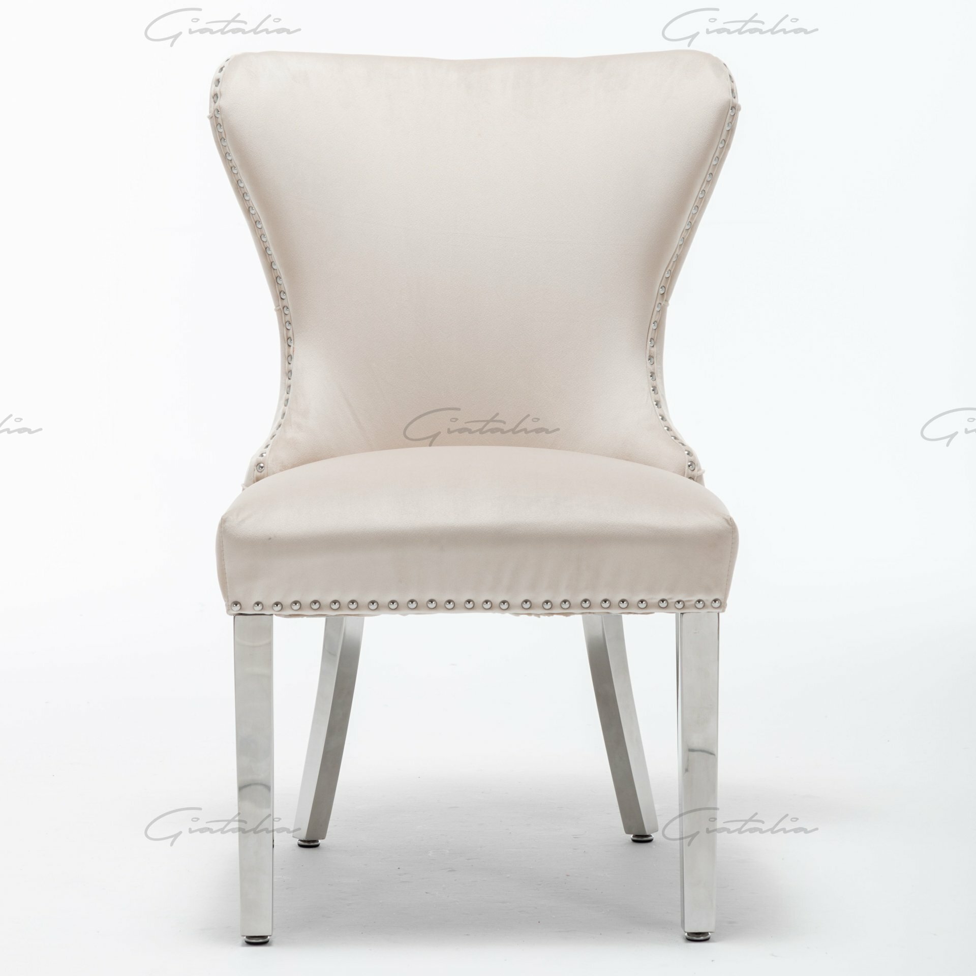 Royale Buttoned Cream Velvet Dining Chair