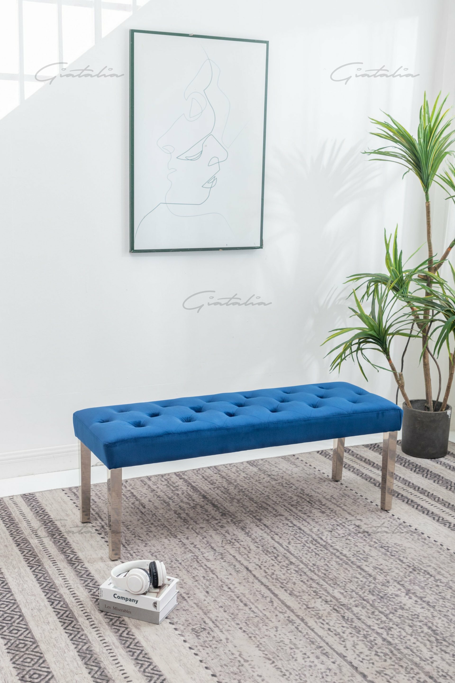 Canterbury Navy  Luxury Velvet Dining Bench