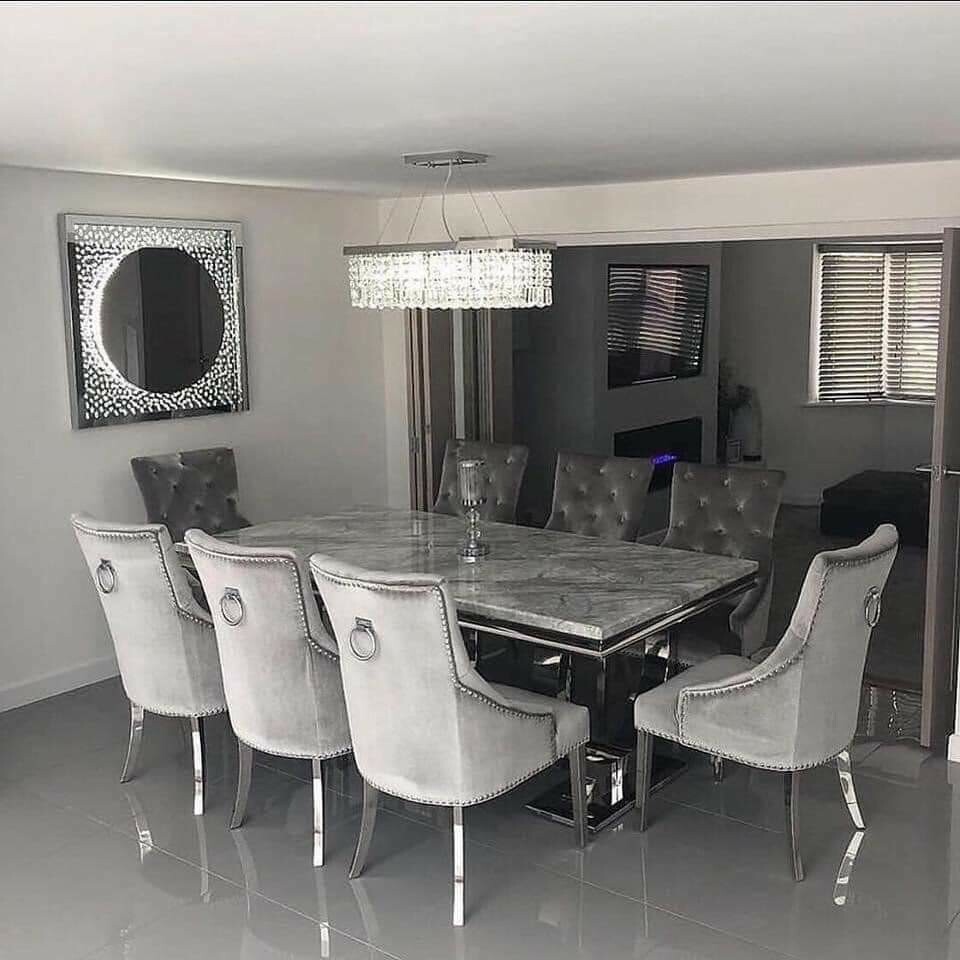 Giovanna 200cm Grey Marble & Belle Dining Table Set