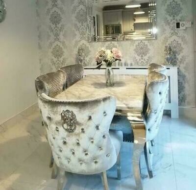 Laveda Grey Marble 180cm Dining Table + Cambridge Dining Chairs