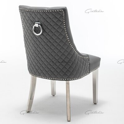 Weston Grey Faux Leather Ring Knocker Chair