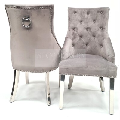 Bella Light Grey Velvet Dining Chair