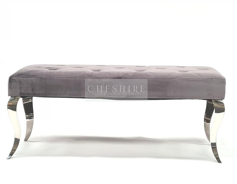 Laveda 120cm Dark Grey Velvet Dining Bench