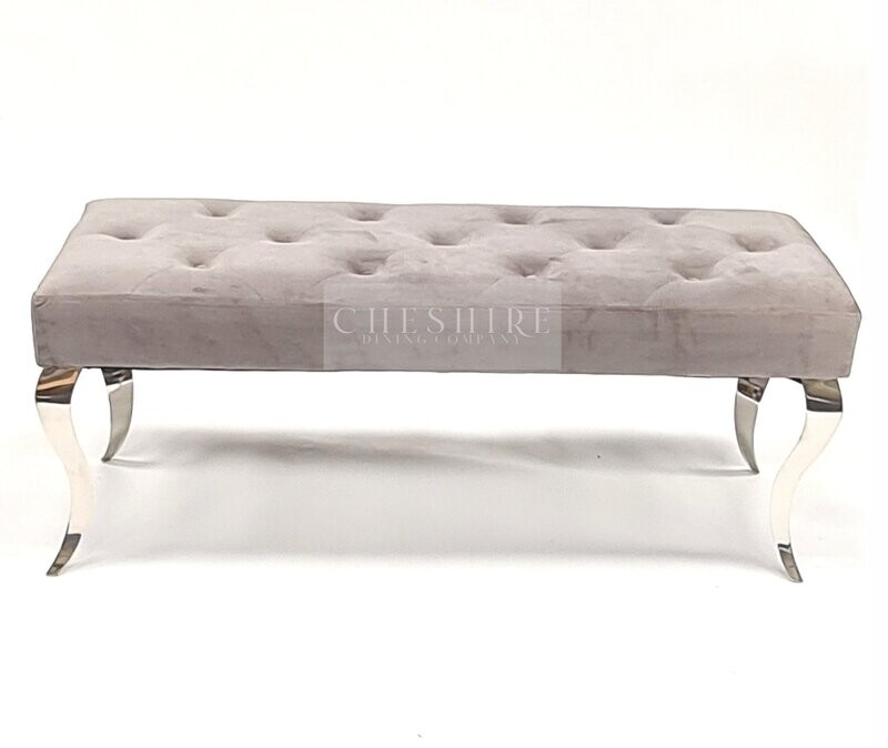 Laveda 120cm Light Grey Velvet Dining Bench