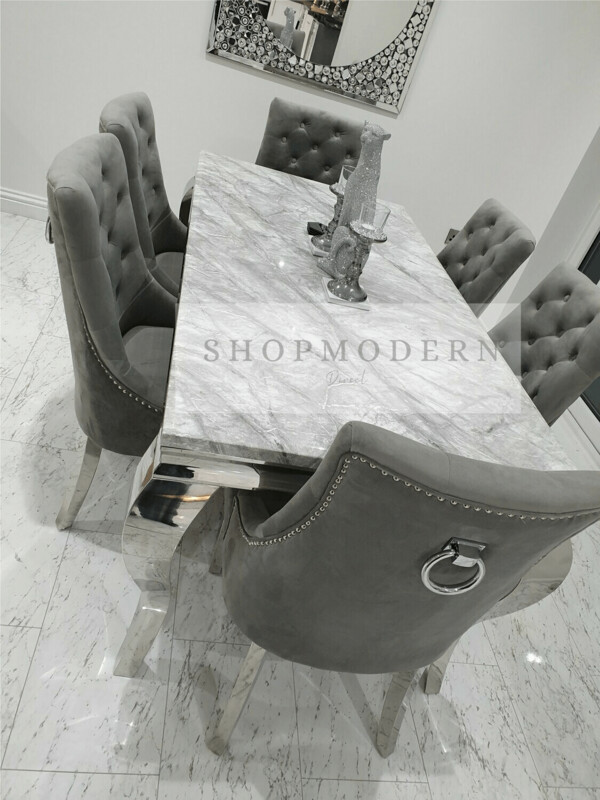 Laveda 150cm Light Grey Marble Dining Table + YOUR CHOICE CHAIRS Laveda 150cm Light Grey Marble Dining Table + YOUR CHOICE CHAIRS