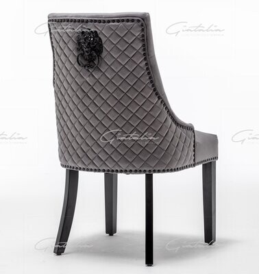 Charleston Dark Grey Velvet Shadow Edition Lion Dining Chair