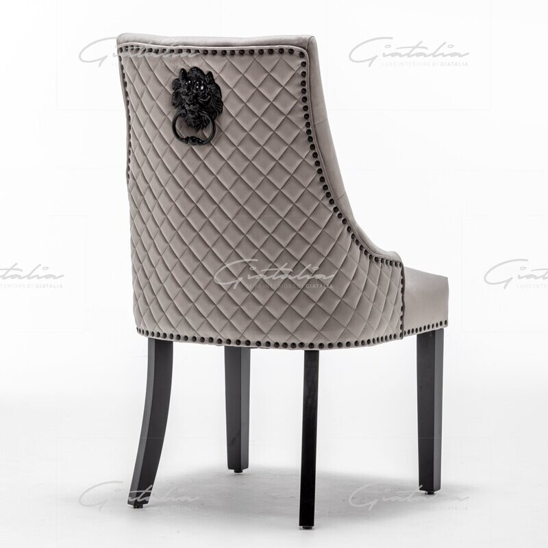 Charleston Light Grey Velvet Shadow Edition Lion Dining Chair