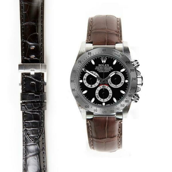 STEEL END LINK ALLIGATOR EMBOSSED STRAP FOR ROLEX DAYTONA WITH TANG BUCKLE