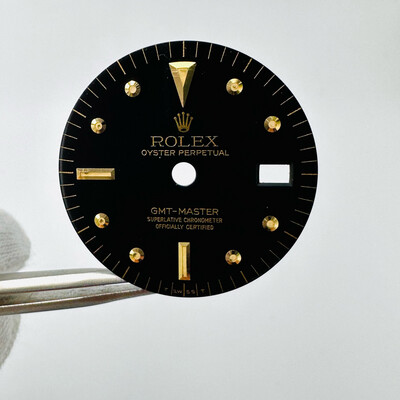Genuine Rolex GMT 1675 Black Tritium Nipple Dial Cal 1575 40mm Service Two Tone GMT 1675