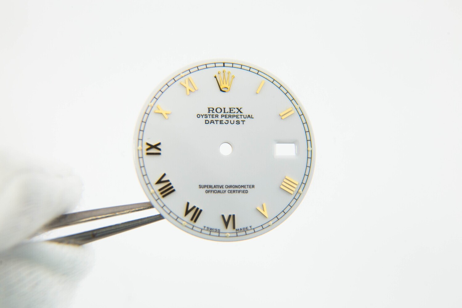 Rolex White Gloss Two Tone Roman Datejust Dial DL105