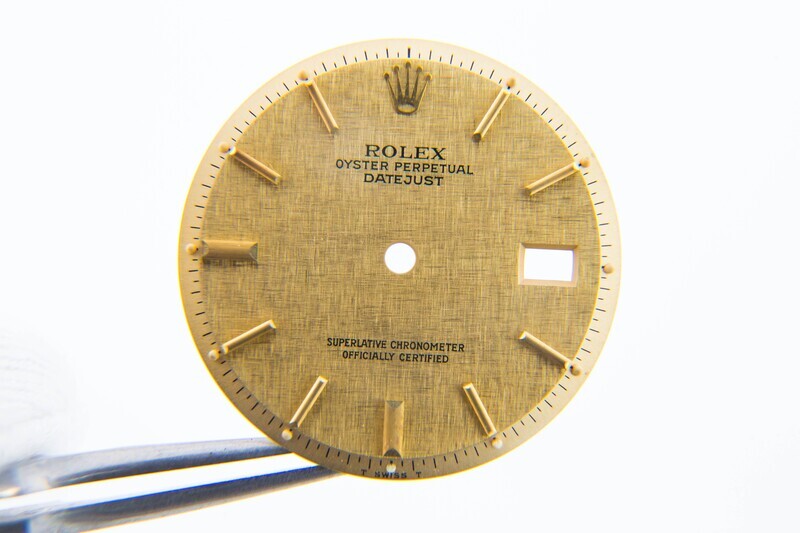 Rolex Gold Linen Tritium Dial 36mm Datejust 1600 1601 1603 Cal 1560 1570 Champagne J017