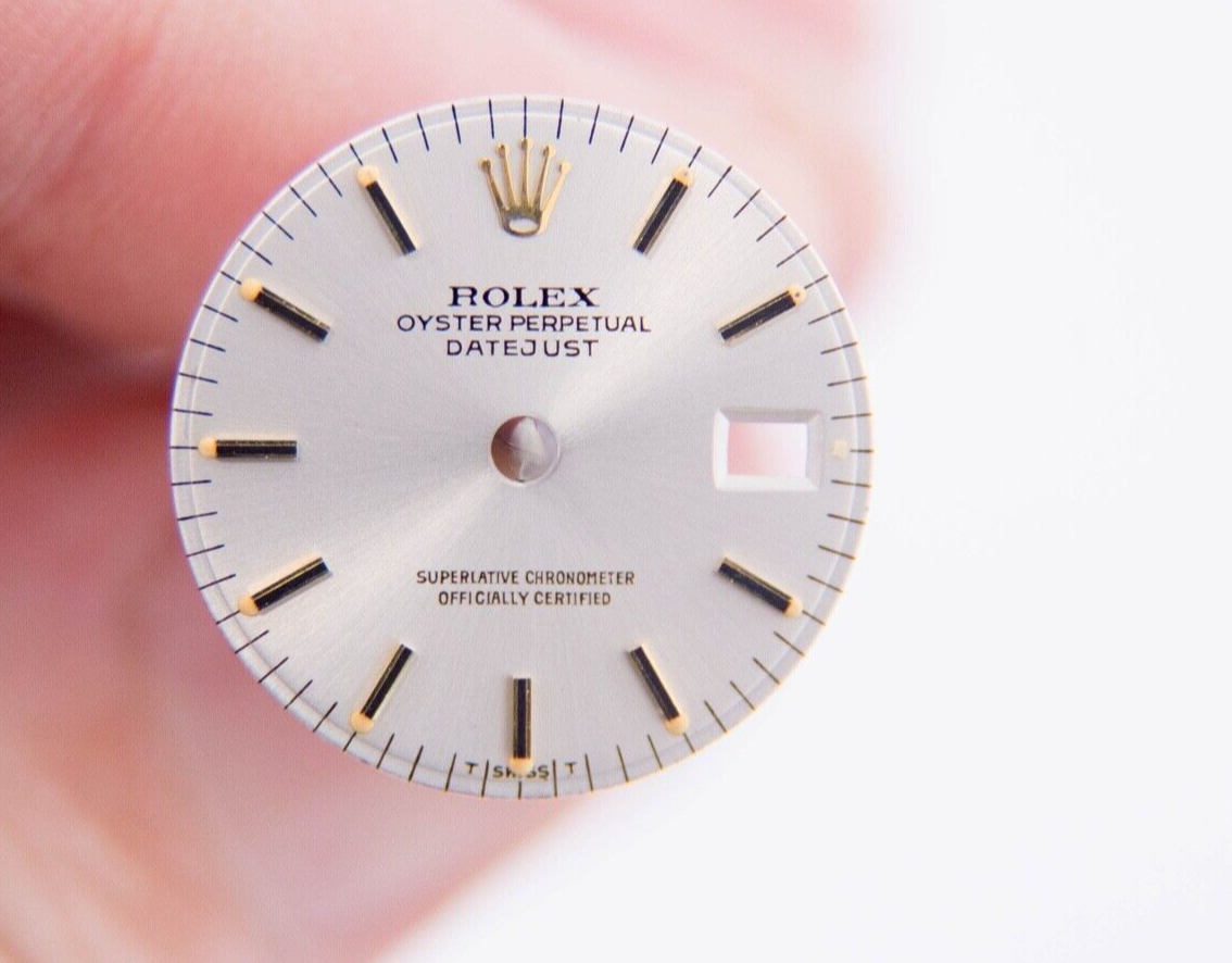NOS Rolex Silver Two Tone Tritium Stick Dial 26mm Date Datejust 6916 6917 69173 69178 79173 79178 179173 179178